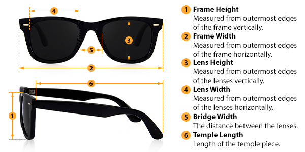 This picture shows how to measure Men's Sunglasses size by SPORTIFY.PRO.