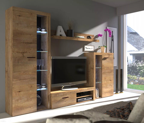 Entertainment tv unit Living room furniture set in oak colour