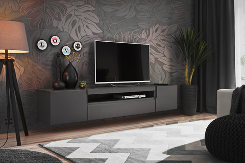 TV stand Unit lowboard Modern Living Room Cupboard Display Black Grey floating