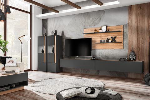 Entertainment tv unit modern grey living room furniture set