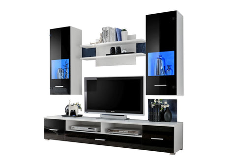entertainment tv unit living room furniture set black gloss