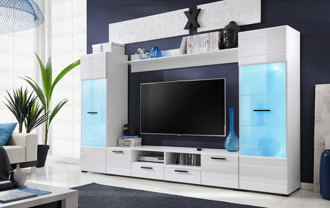 white gloss living room furniture set with led lights