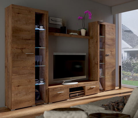 entertainment tv unit living room furniture set in dark lefkas oak