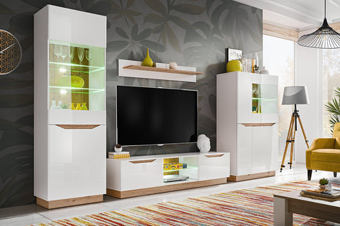 living room furniture set entertainment tv unit white with led