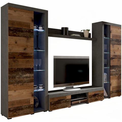 Entertainment tv unit furniture old rustic and grey