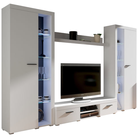 Entertainment tv unit in white colour , living room furniture set modern