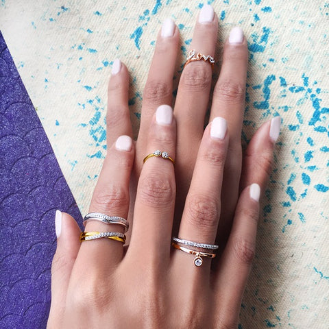 Minimalist midi rings at Radiant Bay