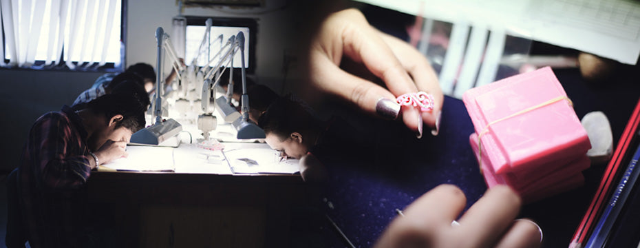 Assorting of diamonds and wax setting- Jewellery Manufacturing Process