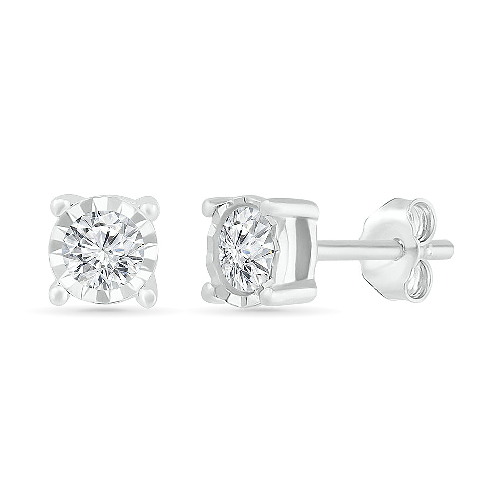 Solitaire Diamond Stud Earrings | Radiant Bay