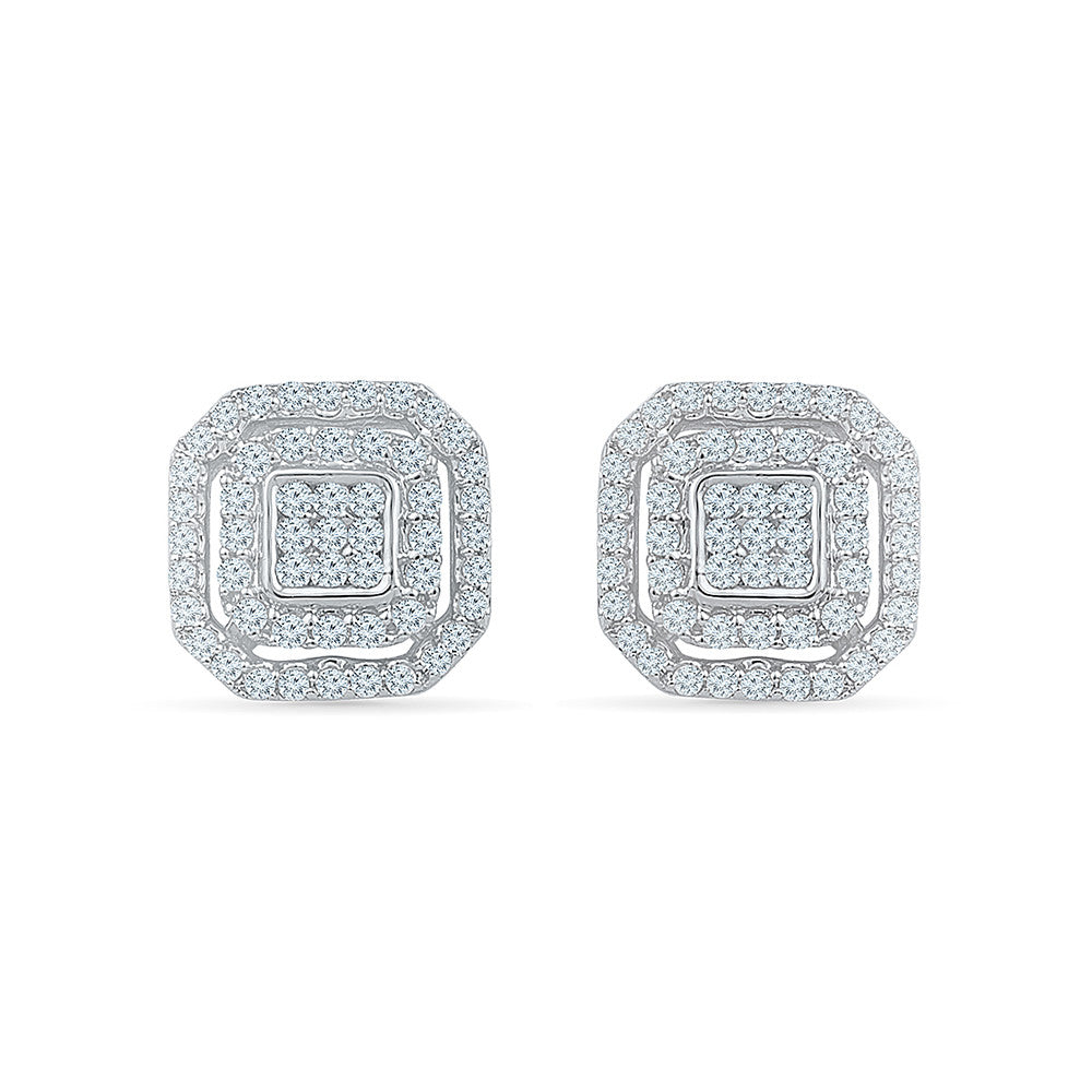 Deco Square Diamond Stud Earrings | Radiant Bay