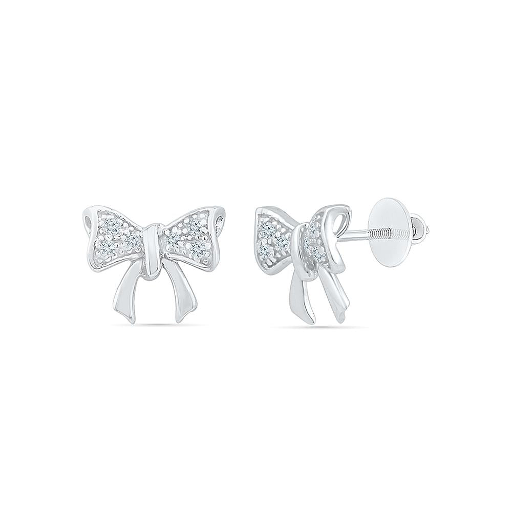 Gift cute bowtie diamond stud earrings for girls online – Radiant Bay
