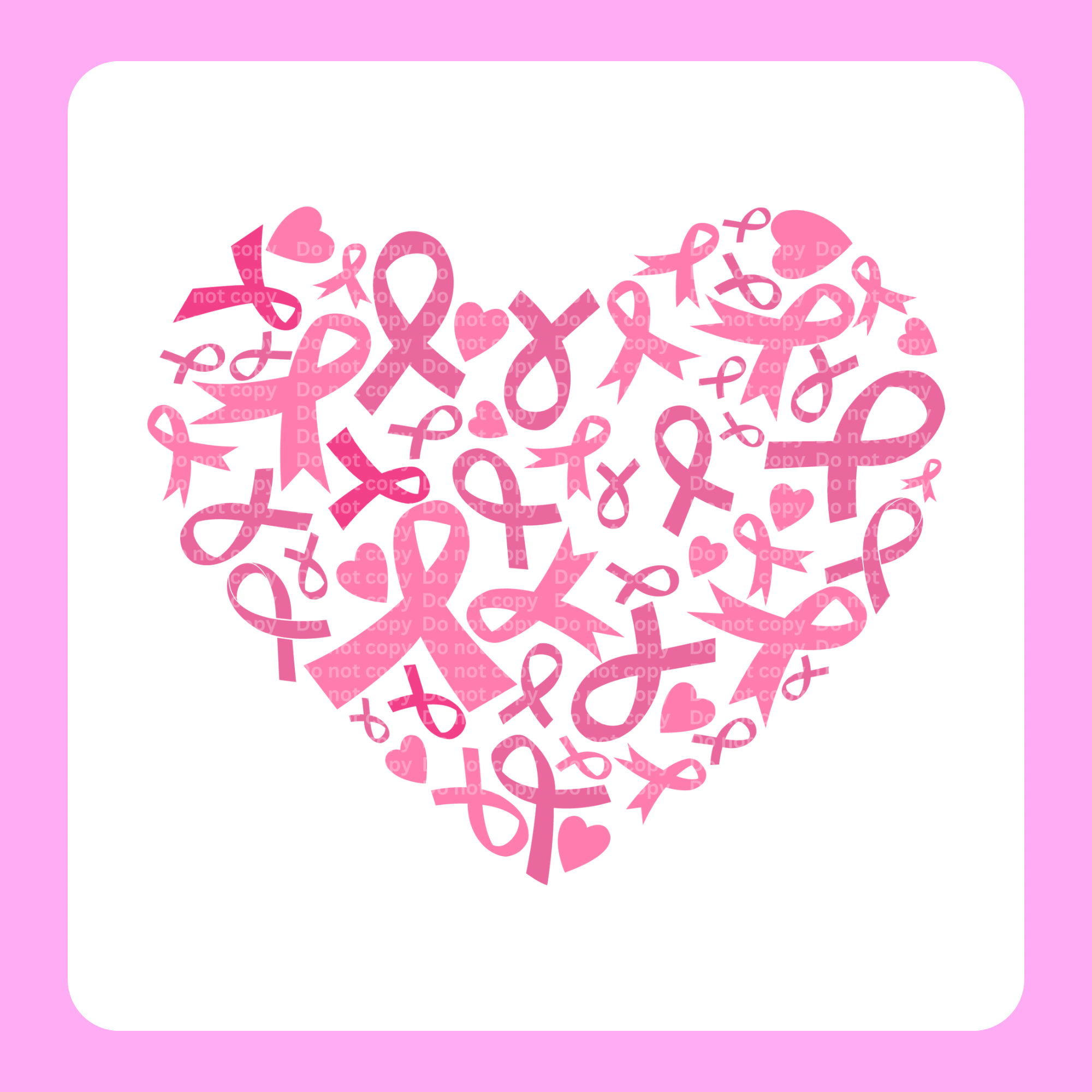 Pink Ribbon Heart DTF Transfer