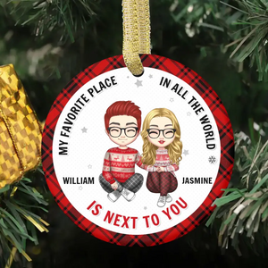 Personalized Custom Couple Ceramic Round Shaped Ornament - Christmas Gift - The Best Thing I've Ever Found - Giftstail