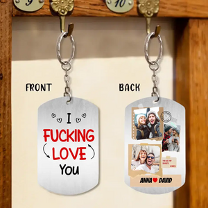 Custom Personalized Couple Photo Aluminum Keychain - I Love You - Giftstail