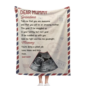 Custom Photo I'll Be Snuggled Up In Your Tummy - Family Personalized Custom Blanket - Baby Shower Gift, Gift For First Mom - Giftstail