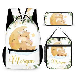 Personalized Giraffe Student Backpack for Girls Boys - Customized Student Backpack with Name - Giftstail