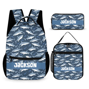 Shark Themed Personalized Name Custom Backpack - Gifts for Kids - Giftstail