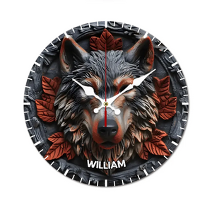 Customized Animal Themed Clock - Personalized Animal and Character Cameo Style Pattern Round Frameless Clock - A Gift For Friend,Family,Roommates,BFF - Giftstail