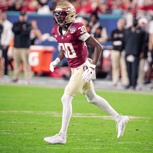 FSU Football Defensive Back Ja'Bril Rawls member of The Battle's End Florida State NIL Collective in game at the Orange Bowl
