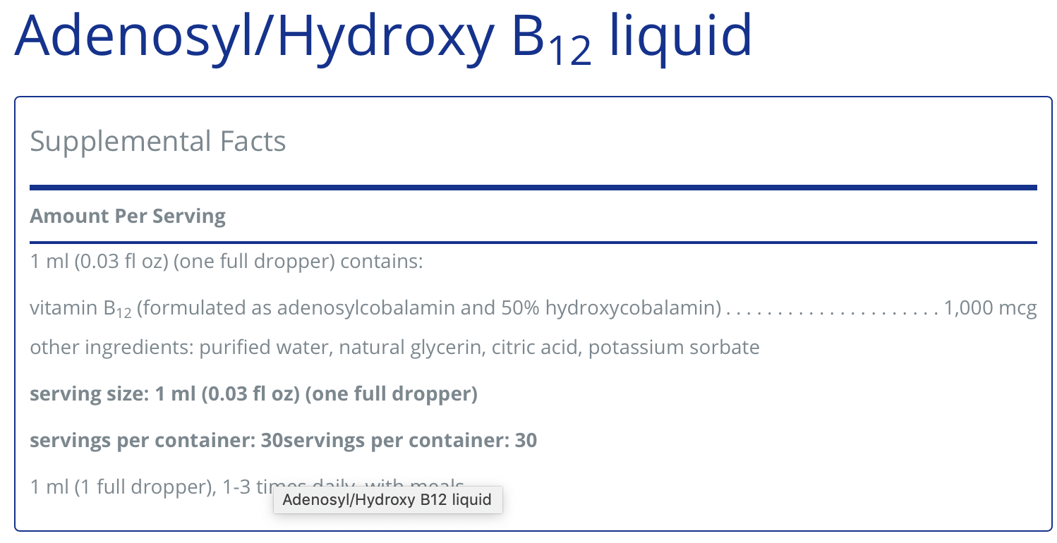 Adenosyl/ Hydroxy B 12 Liquid