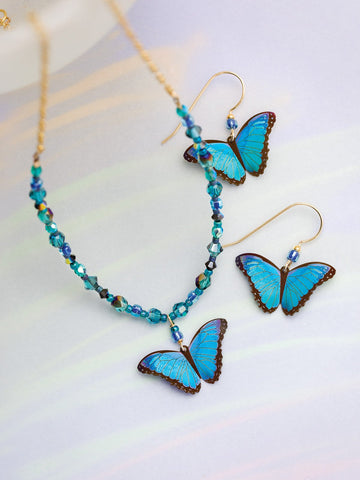 Bella Butterfly Earrings and Bella Butterfly Beaded Necklace