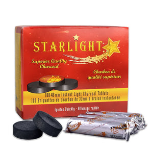 Starlight Instant Light charcoal Tablets 100 Count 40mm - Hookah Habibi - Starlight Charcoal