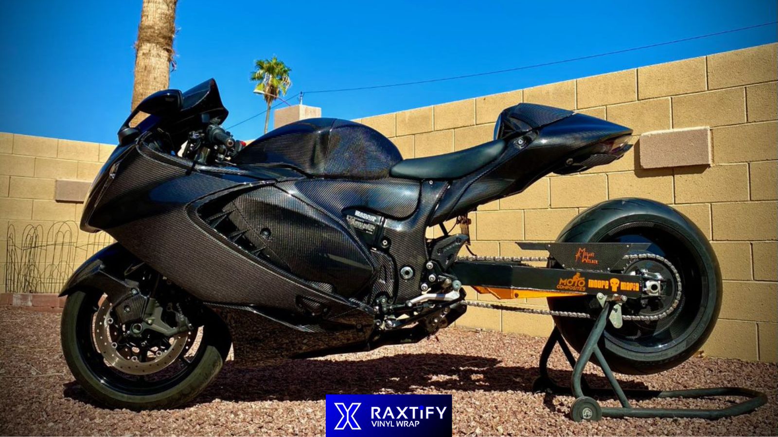 Vinyl wrapping a motorcycle