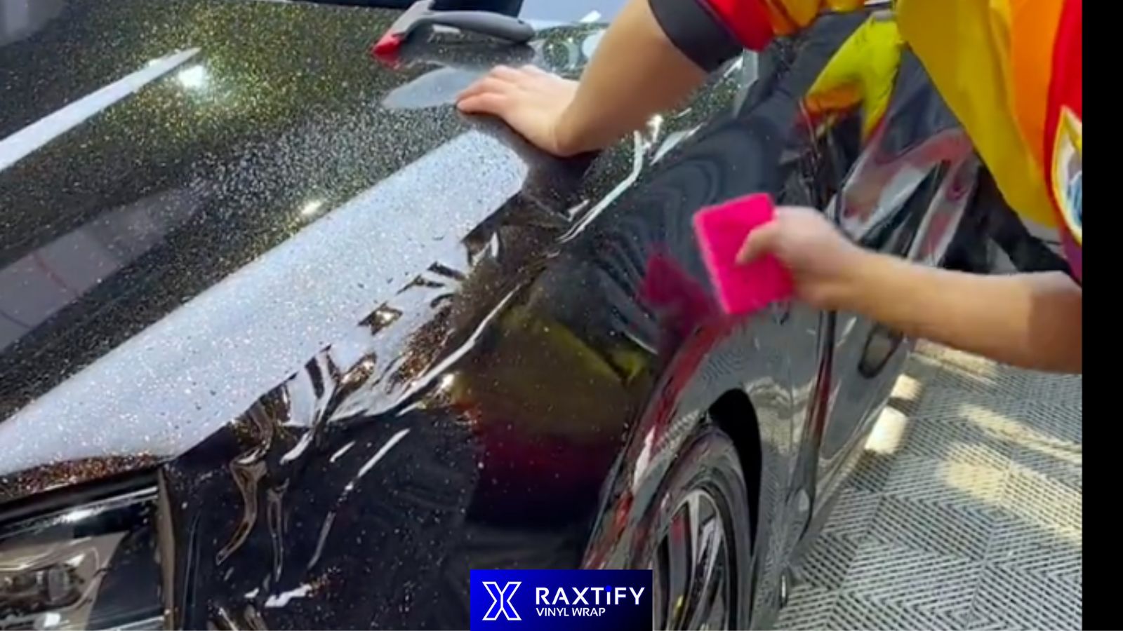 using a squeegee to remove bubble