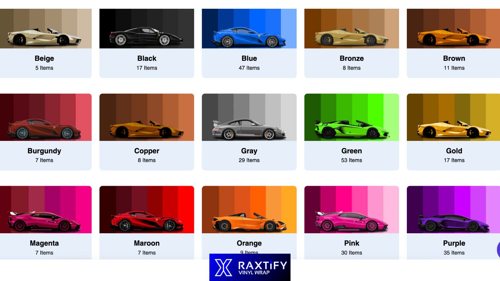 Color Your World: RAXTiFY Car Wrap Colors