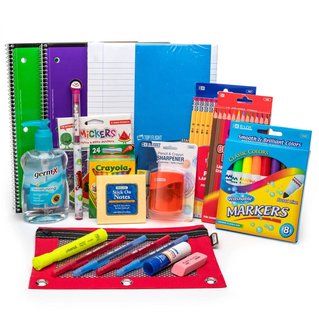 Harloon 130 Pcs Back to School Supply Kit for Kids Grades K-12 School  Supply Kits Include Schoolbag Folders Notebooks Markers Crayons Colored  Pencils