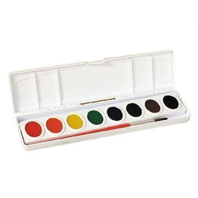 Watercolors washable, tray w/ brush 8 ct Prang, Pala Supply Company