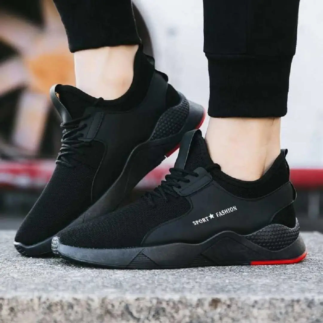 Mens Elegant Black Fabric Sports Shoes – TheTrendsaholic