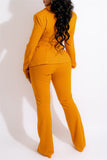 Fashion Casual Solid Bandage Turndown Collar Long Sleeve Two Pieces