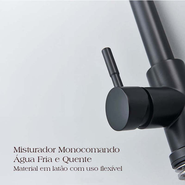 Grifo de cocina gourmet multicontrol delgado negro mate - Mezclador de agua fría y caliente | TrendHaus - Decoración del hogar