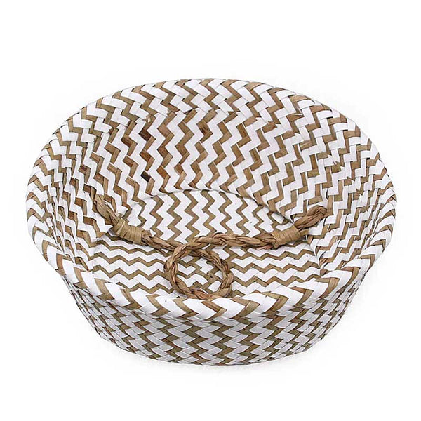 Cesta de paja para decoración boho blanca plegable | TrendHaus Home Decor