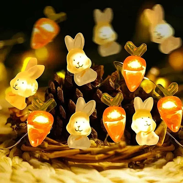 Decoración de Pascua: Cadena de luces de conejito zanahoria | TrendHaus - Decoración del hogar