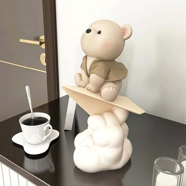 Decorative Sculpture Teddy Bear Beige Paper Airplane Decorates Living Room | TrendHaus - Home Decoration