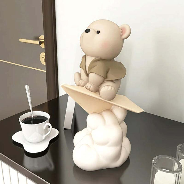 Escultura decorativa Oso de peluche Avión de papel beige decora la sala de estar | TrendHaus - Decoración del Hogar