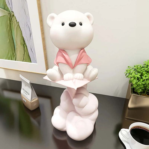 Pink Paper Airplane Bear Decorative Sculpture - Decora Baby and Children's Room | TrendHaus - Home Decoration