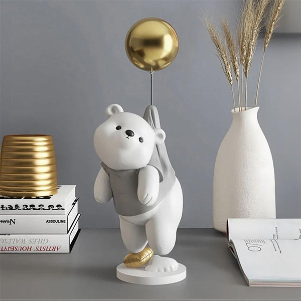 Escultura decorativa de oso globo gris | TrendHaus - Decoración del hogar