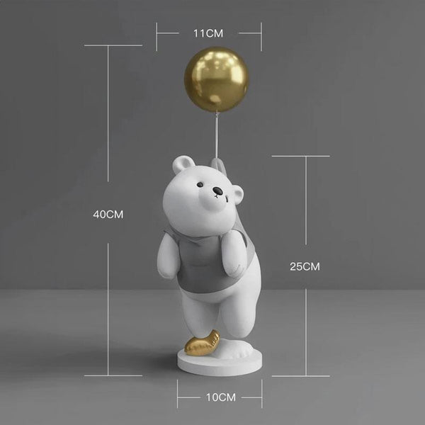 Medidas de la escultura decorativa del oso globo gris | TrendHaus - Decoración del hogar