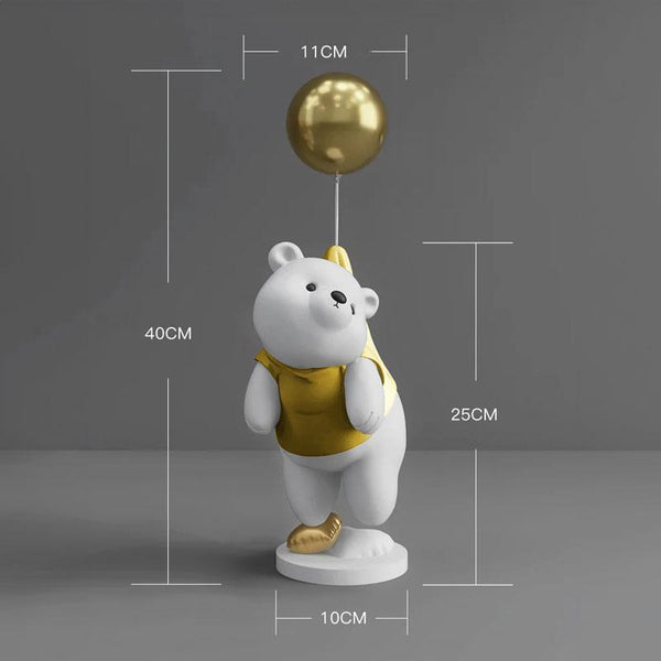 Escultura Decorativa Oso Globo Dorado Medidas | TrendHaus - Decoración del Hogar