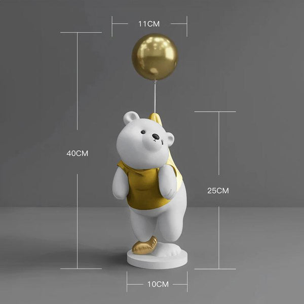 Escultura Decorativa Ursinho Balão Dourada Medidas | TrendHaus - Decoração para Casa