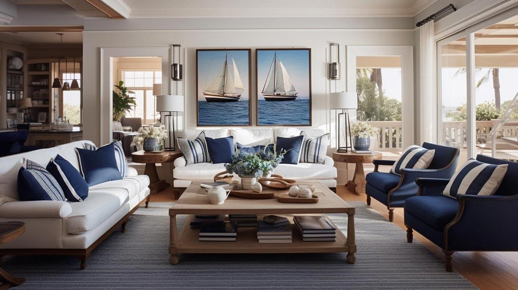 Guia Completo de Estilos de Decoração - Sala Decorada ao Estilo Navy - TrendHaus - Decoração para Casa