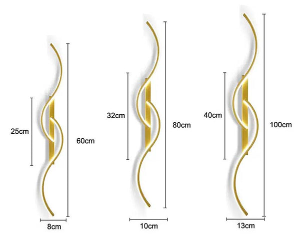 Wall Lamp Double S Golden Sconce - Measurements | TrendHaus - Home Decoration