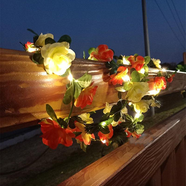 Fio de Luzes Flores Rosas y Naranjas - Guirnaldas de Luces - Luminaria - Luz de Navidad | TrendHaus - Decoración del hogar