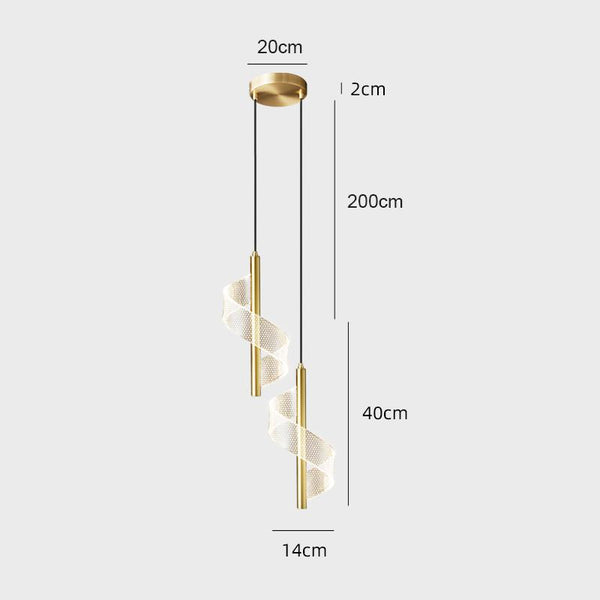 Lámpara colgante doble espiral dorada - Lámparas para dormitorio, salón, cocina | TrendHaus - Decoración del hogar