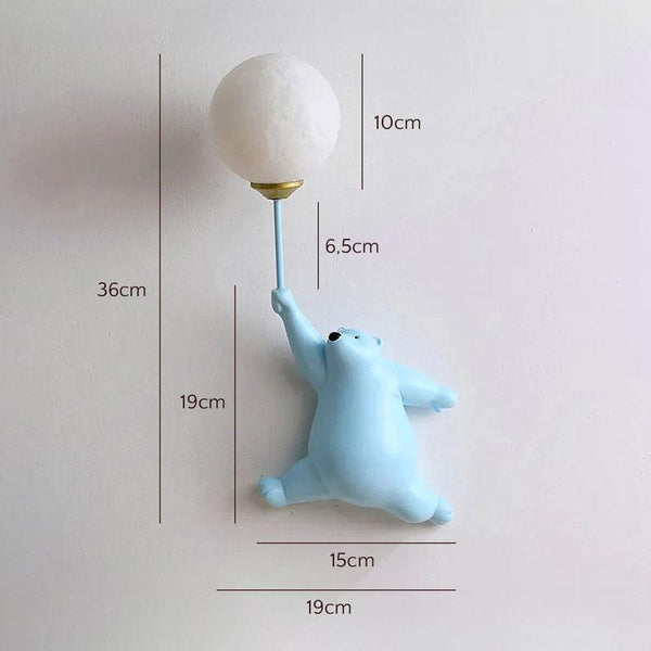 Blue Moon Bear Wall Lamp Measurements | TrendHaus - Home Decoration