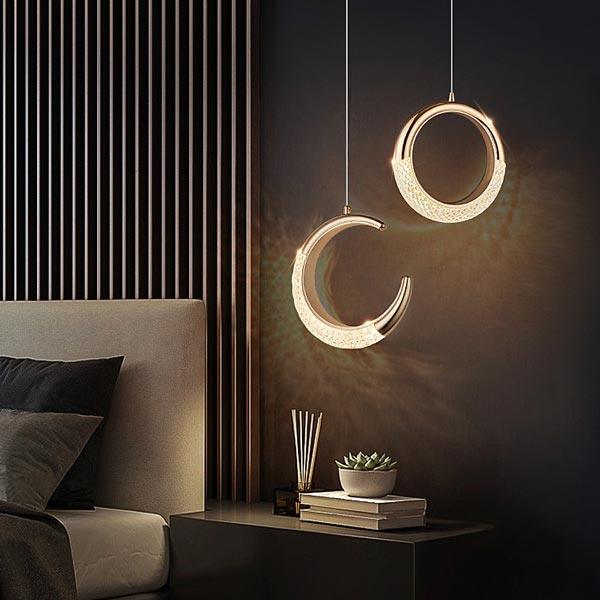 Crystal Moon and Ring Pendant Lights for Bedroom and Living Room | TrendHaus - Home Decoration