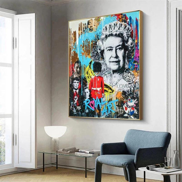 Quadro Decorativo Pop Art Graffiti Queen Elizabeth | TrendHaus - Decoração para Casa